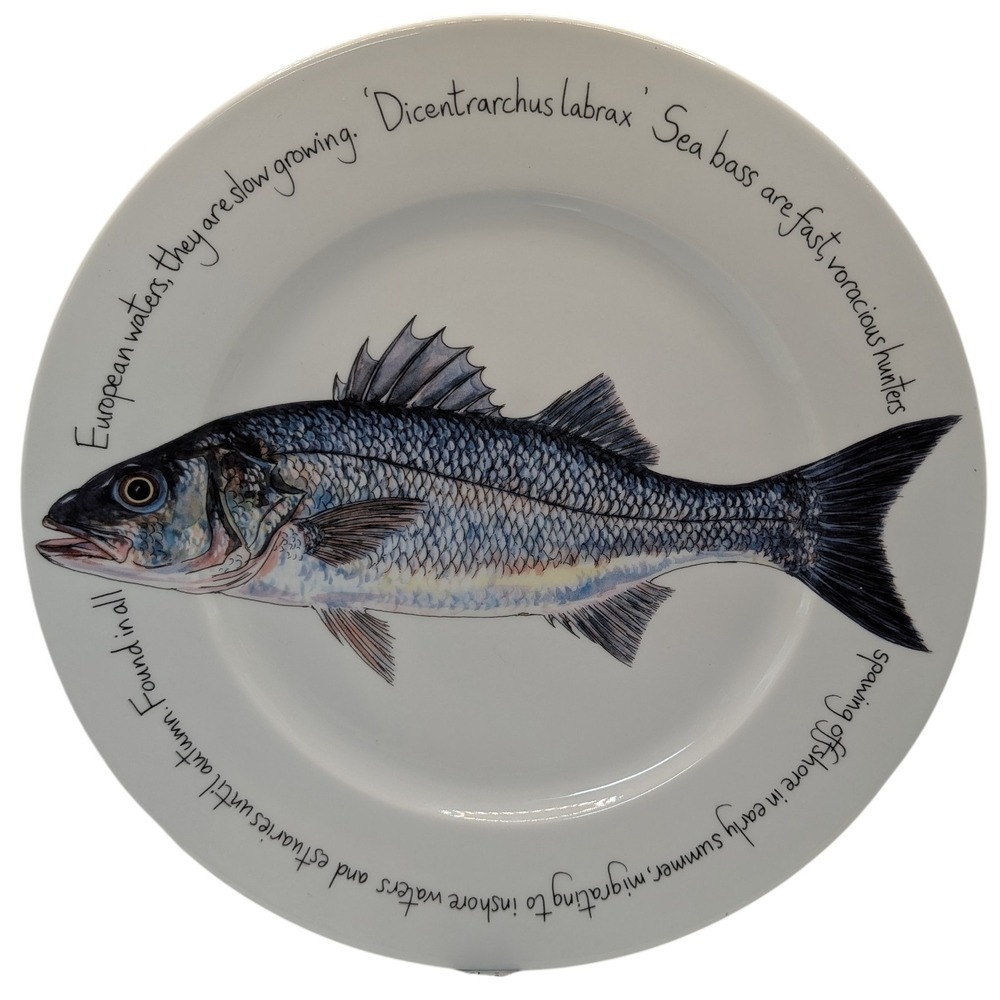 Richard Bramble Sea‎ Bass Plate Fish Jersey Pottery Made In Czech Republic 1990s